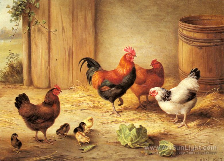 chickens-in-a-barnyard-by-Edgar-Hunt-003